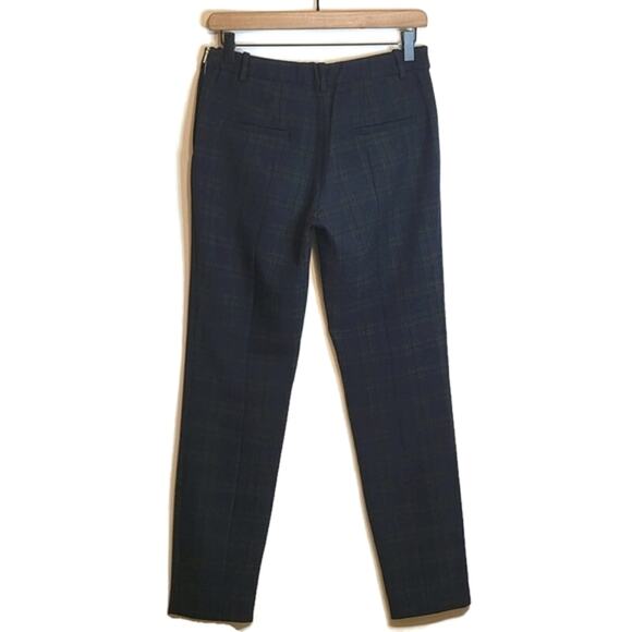 ZARA WOMAN Plaid Blue Green Ankle Crop Mid Rise Straight Skinny Pant Size S - Picture 6 of 13